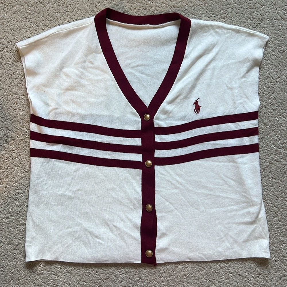 Polo by Ralph Lauren White and Burgundy Sweater